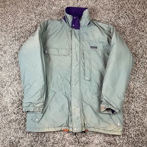 Patagonia Jacket Mens Large Full Zip Outdoor Gray Logo Filled Lined Purple L